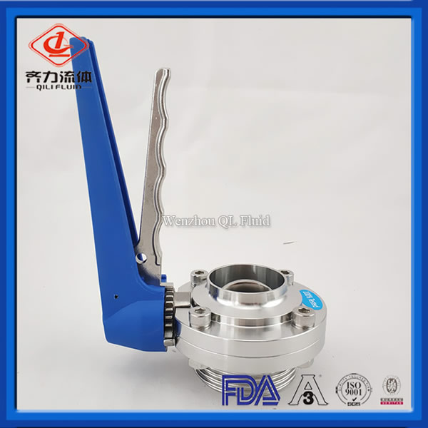Stainless Steel Food Grade Threaded/male & Welding Butterfly Valve with Gripper Handle