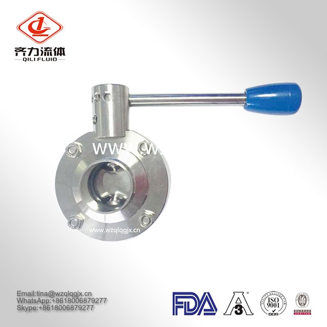 Factory Provide SS304/316 Sanitary Stainless Steel Weld Low Price Butterfly Valves with Handle