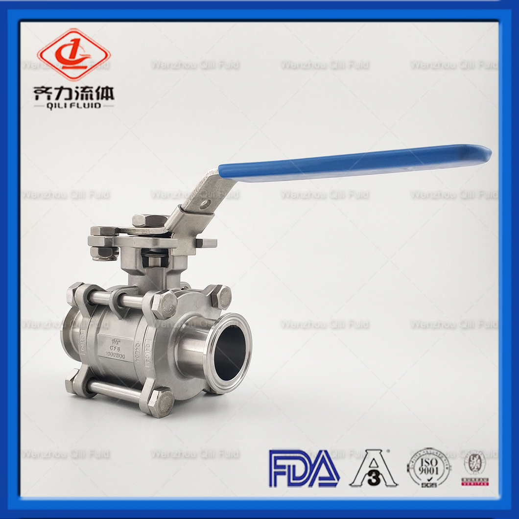 Sanitary SS304 food grade ball valve with high platfome CF8M