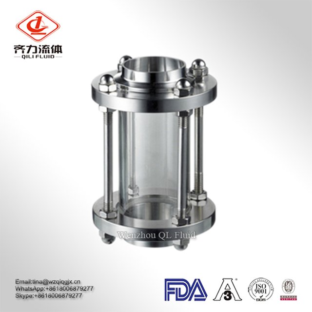 SS Food Grade Straight Sight Glass with protection net/tank level sight
