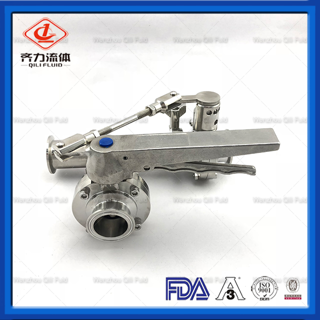 Sanitary Tee with 3A Standard Butterfly Valves with SS Handle