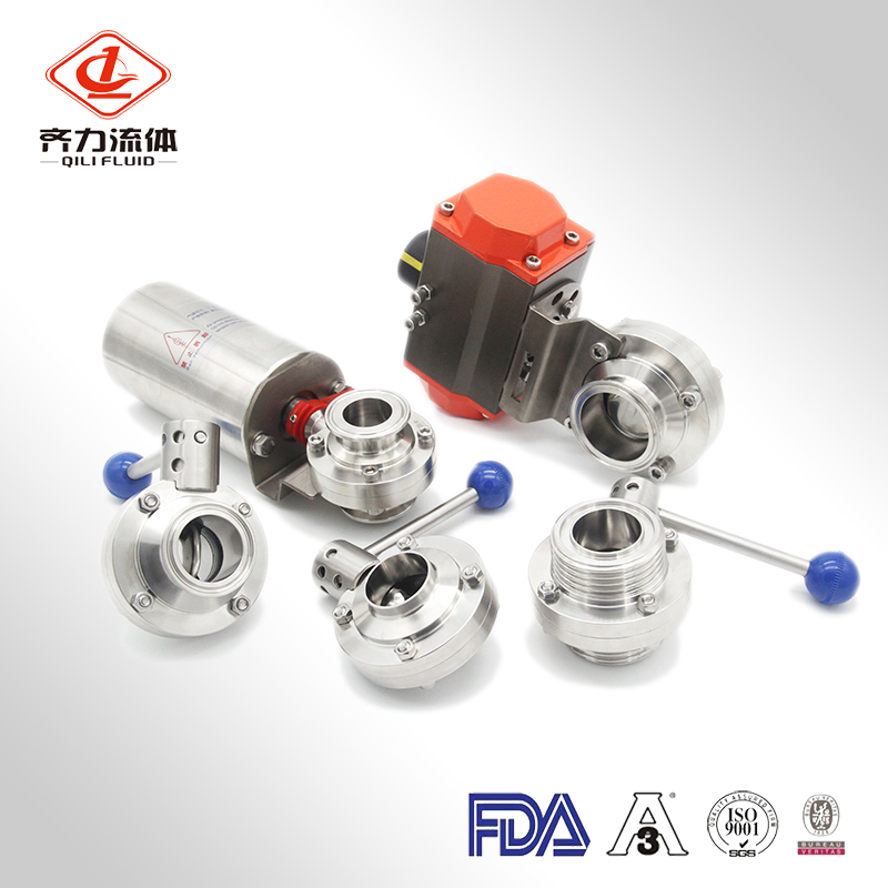 Sanitary Stainless Steel 304/316L Butterfly Tee Valves Pneumatic Valve