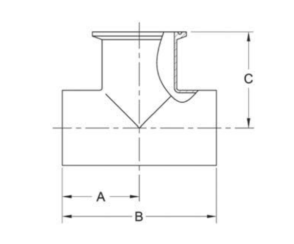 S7WWK TEE TANGENT WELD ENDS X CLAMP OUTLET