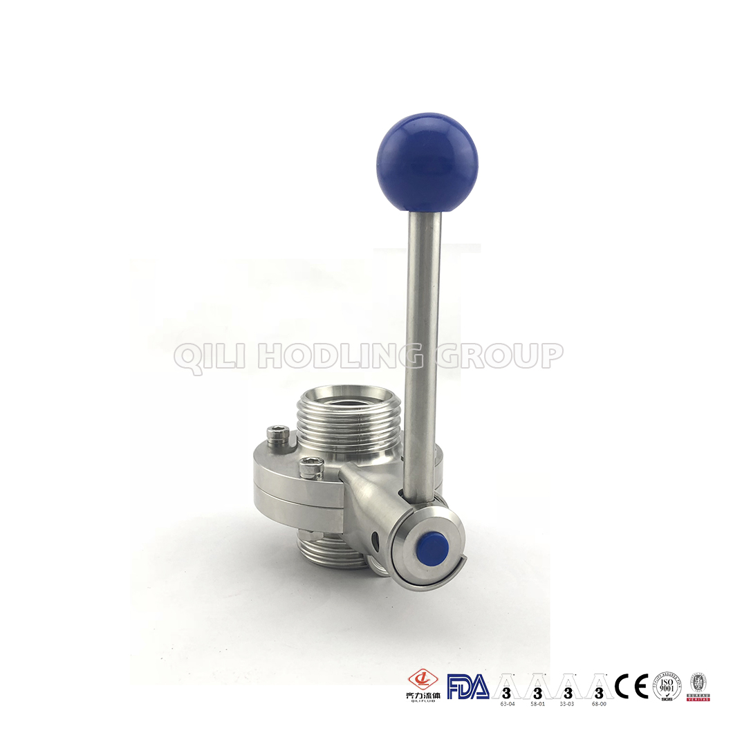 Dn80 Food Grade Sanitary Ss316L Male Butterfly Valve