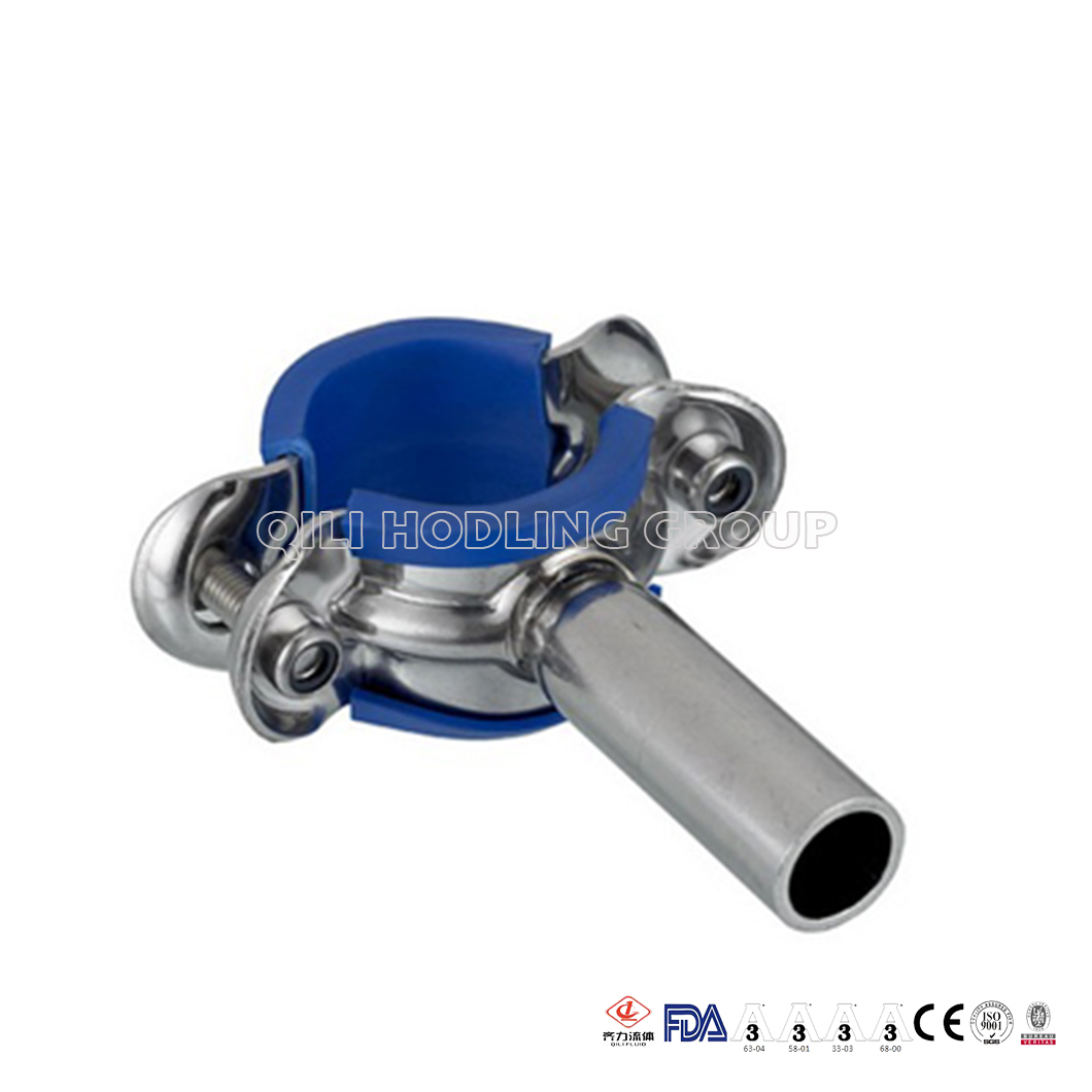 Sanitary Stainless Steel Pipe holders with Blue Sleeve