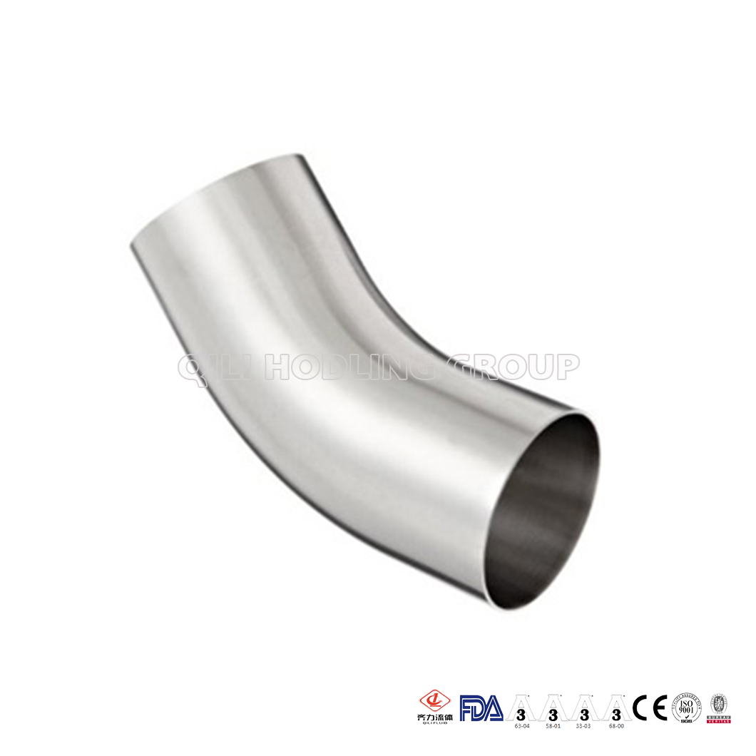 Sanitary Stainless Steel Polished 45° Weld Elbow with Tangent B2KS