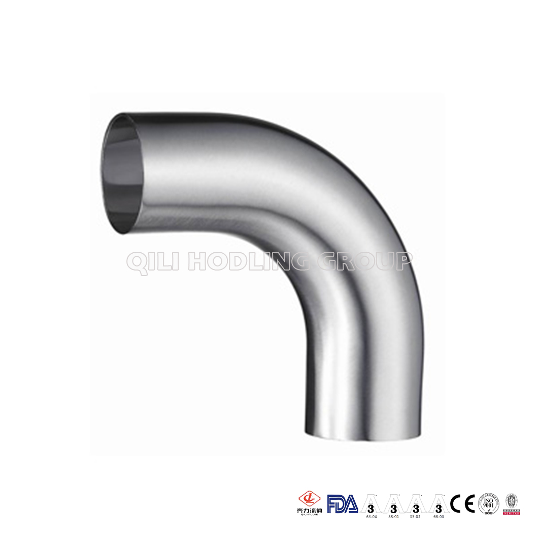 Sanitary Stainless Steel Polished 90° Weld Long Elbow with Tangent B2S