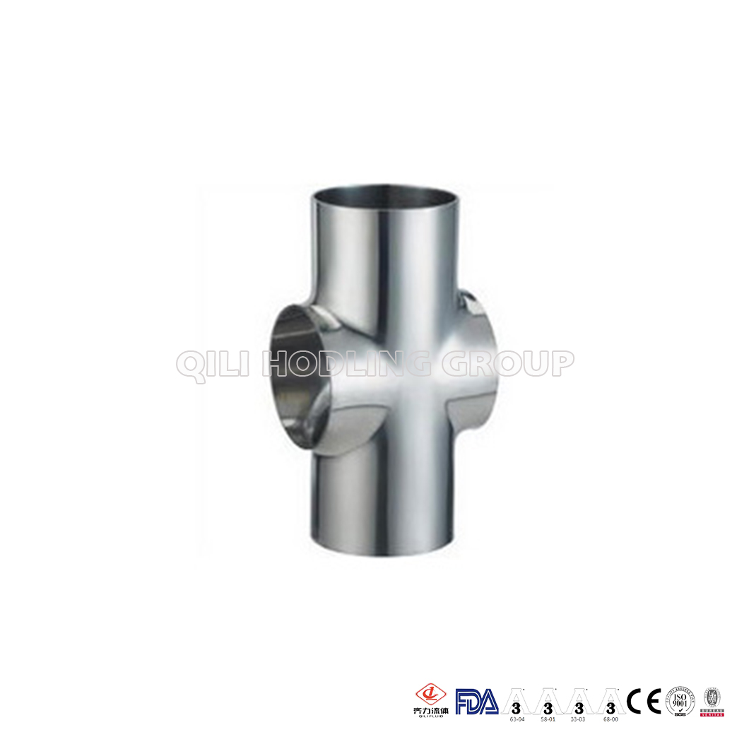 Sanitary Stainless Steel Polished Short Weld Cross