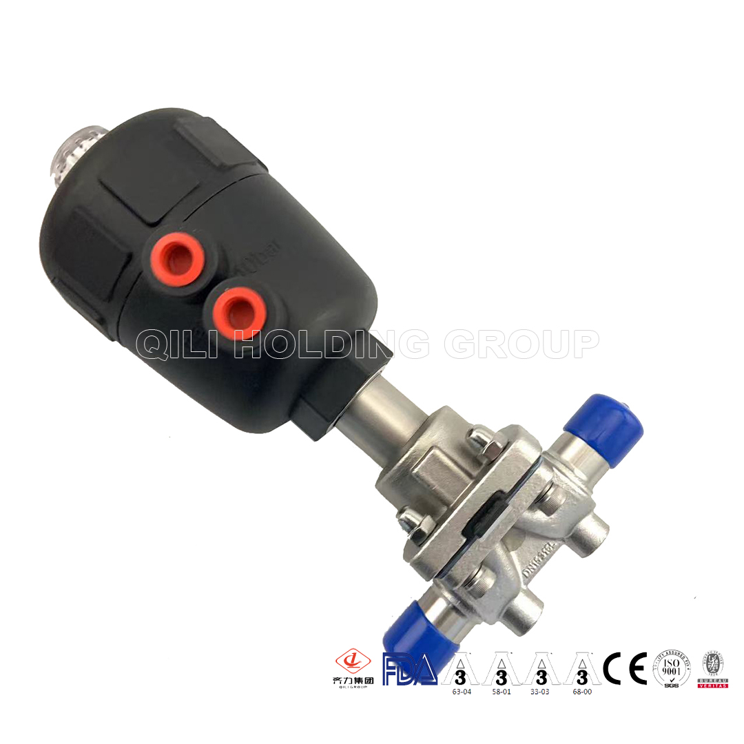 hygienic stainless steel diaphragm with pneumatic actuator