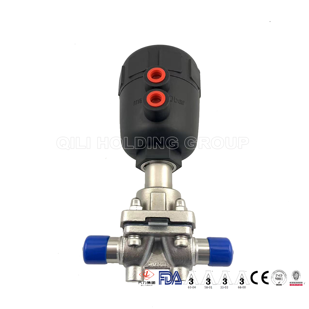 clamp end diaphragm valves with pneumatic actuator