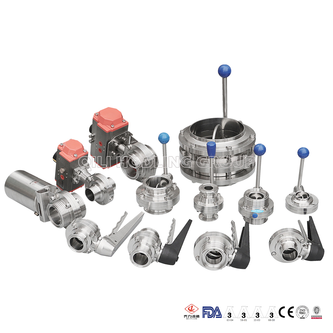 All Kinds of Sanitary 304/316L Stainless Steel Factory Price Pneumatic/Manual Lever Butterfly Valves Welding/Thread