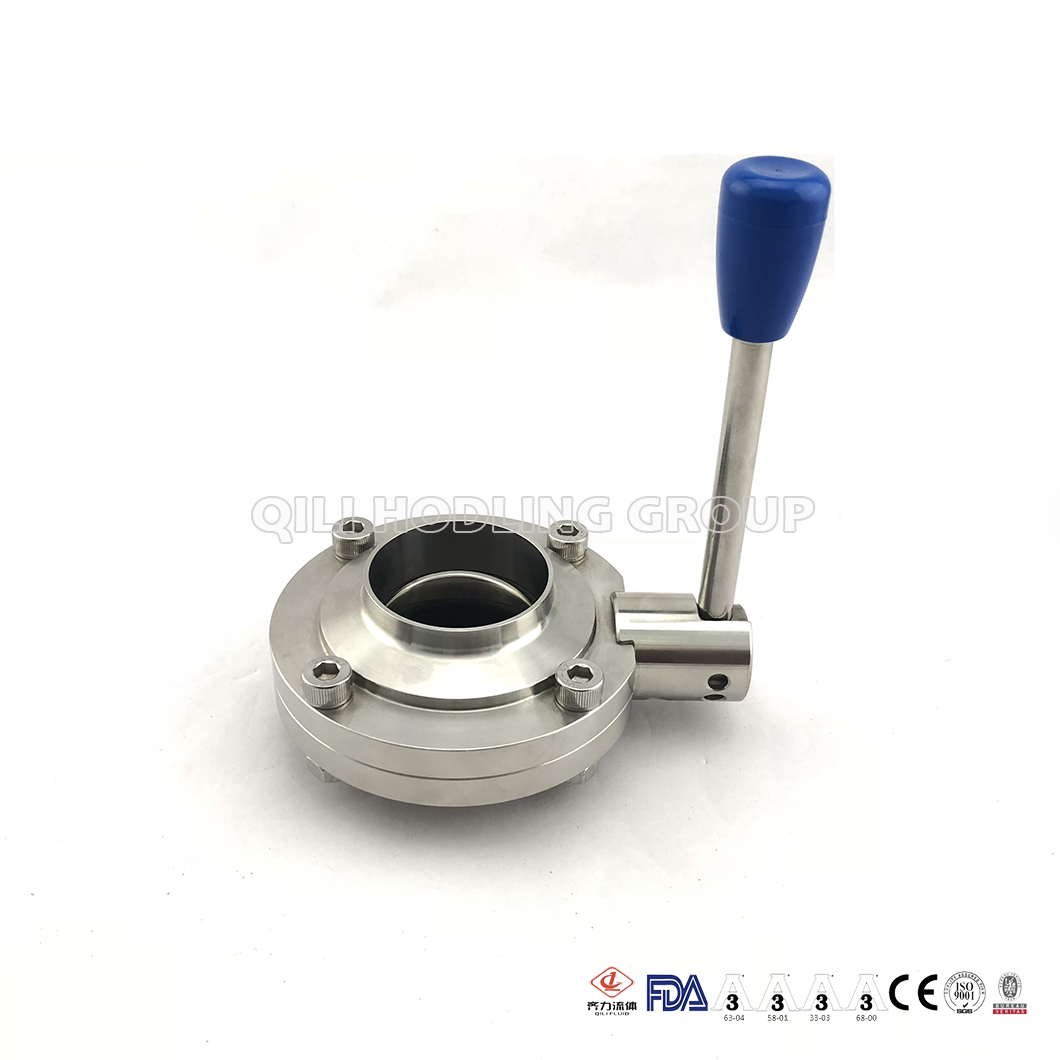 B5101 Series Sanitary Stainless Steel Butterfly Valve With Pull Handle Weld End