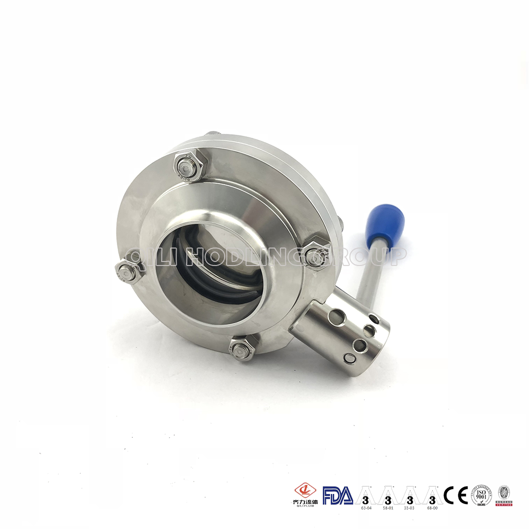 DIN/3A/SMS Sanitary Stainless Steel Weld End Butterfly Valve With Pull Handle