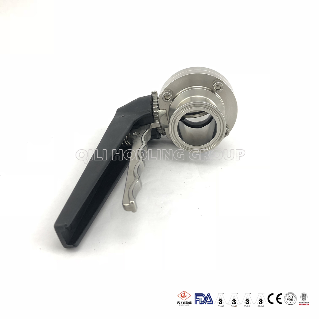 Hygienic Butterfly Valve Clamped End Notch Handle