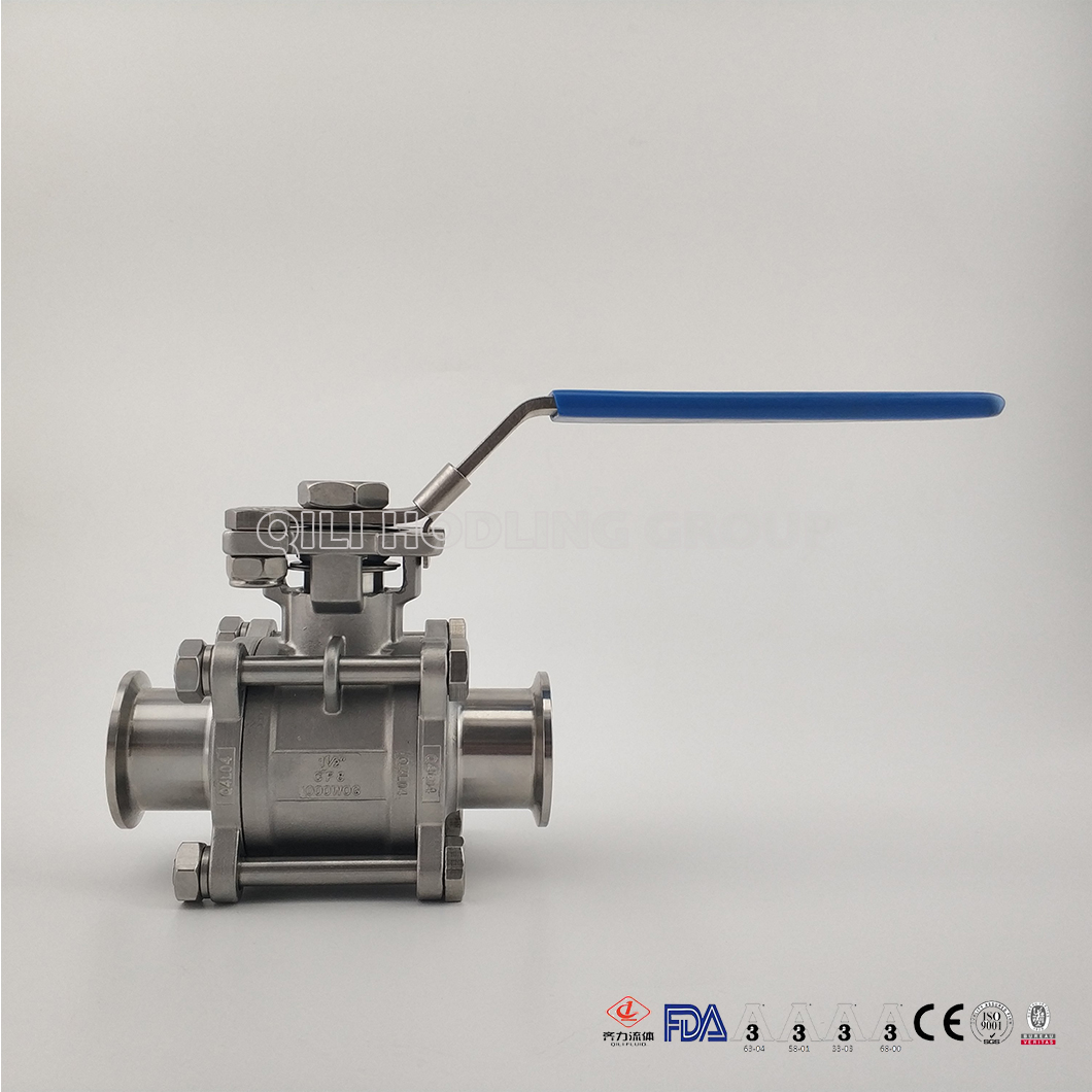 Sanitary SS304 food grade encapsulated ball valve with high platfome CF8M