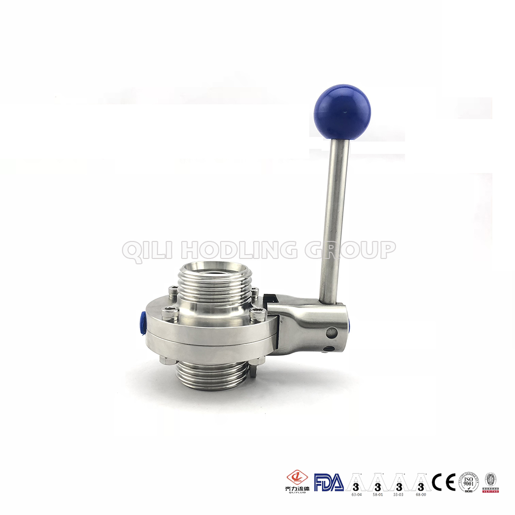 Sanitary Stainless Steel Butterfly Valve With Pull Handle Threaded End