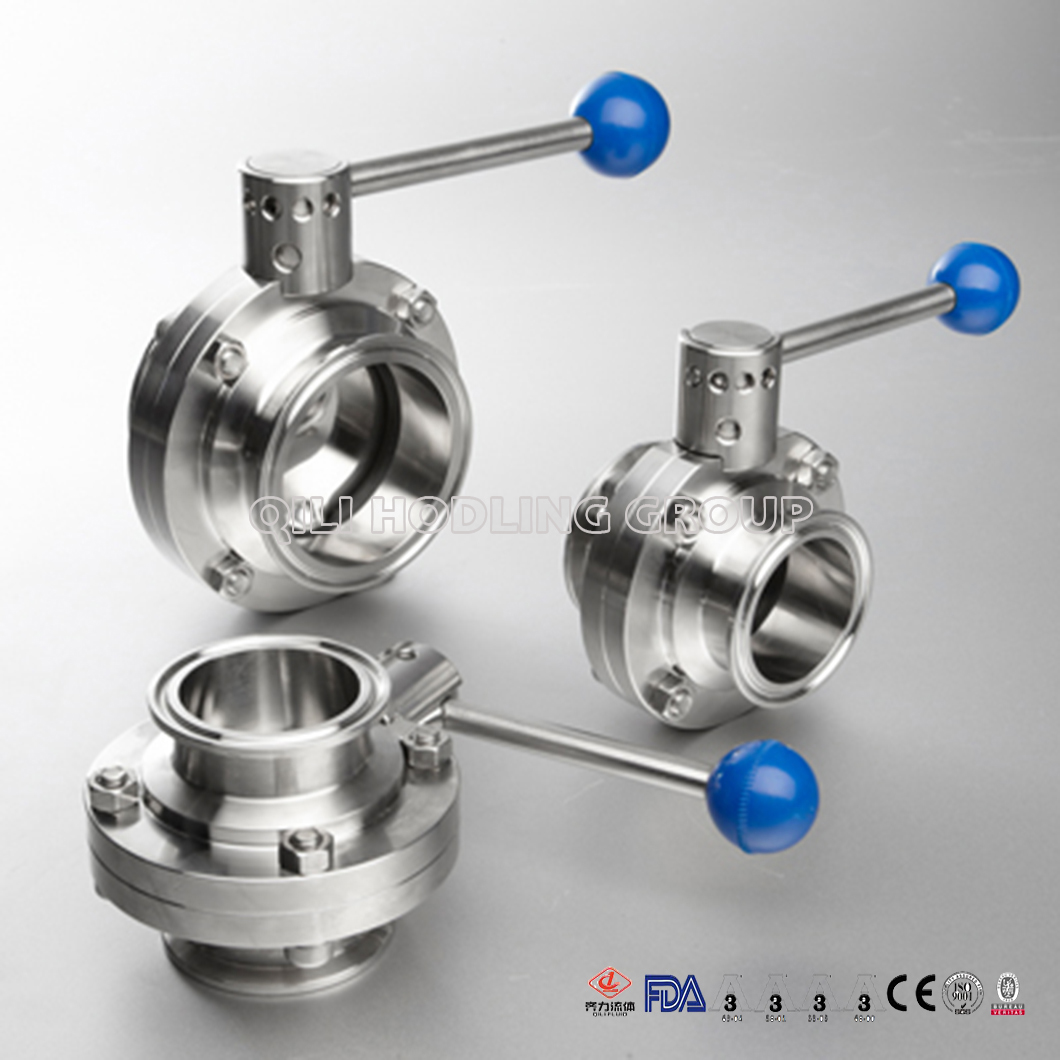 Sanitary Stainless Steel Butterfly Valves Tri With Handle