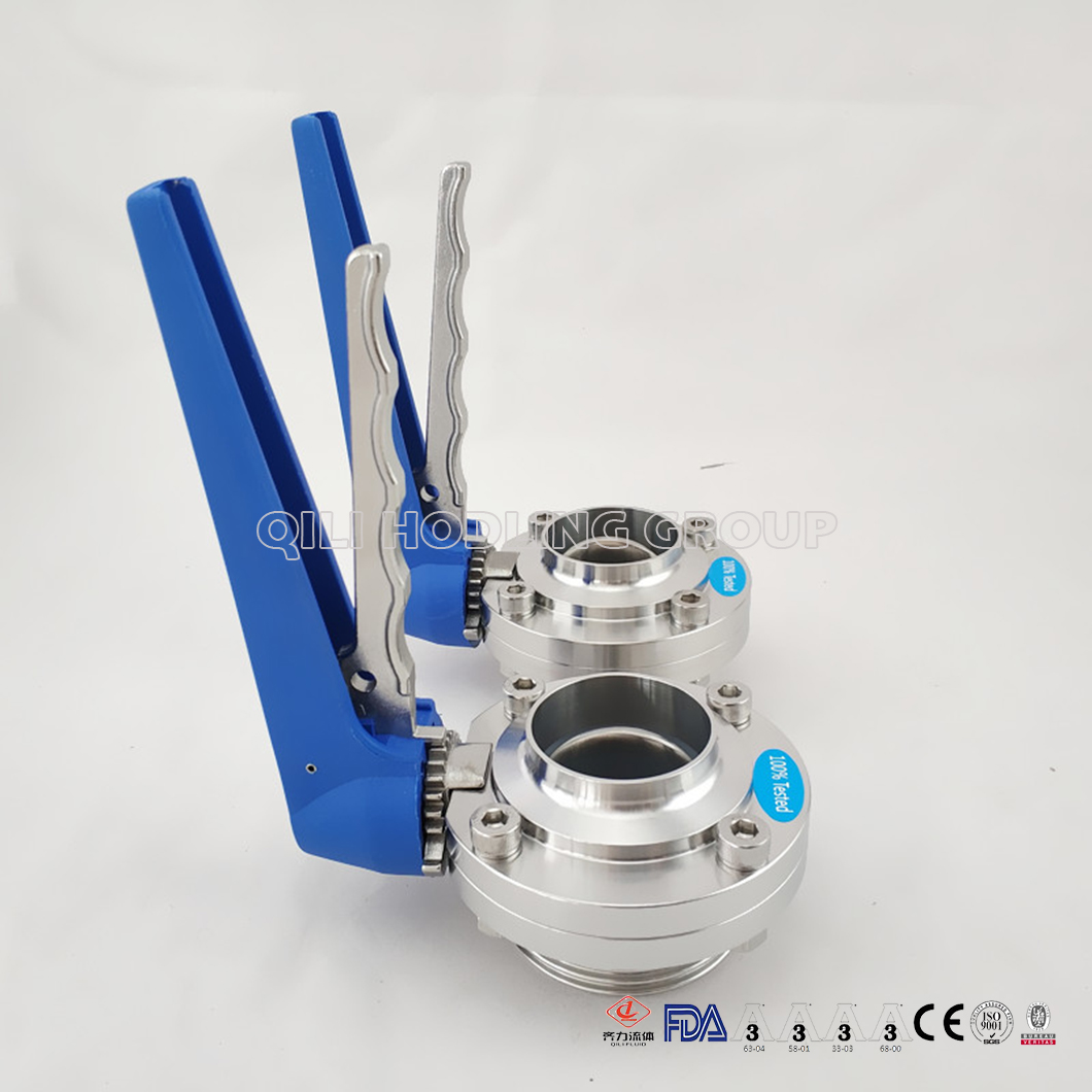 Sanitary Stainless Steel Male & Welding Butterfly Valve with Multi-connection