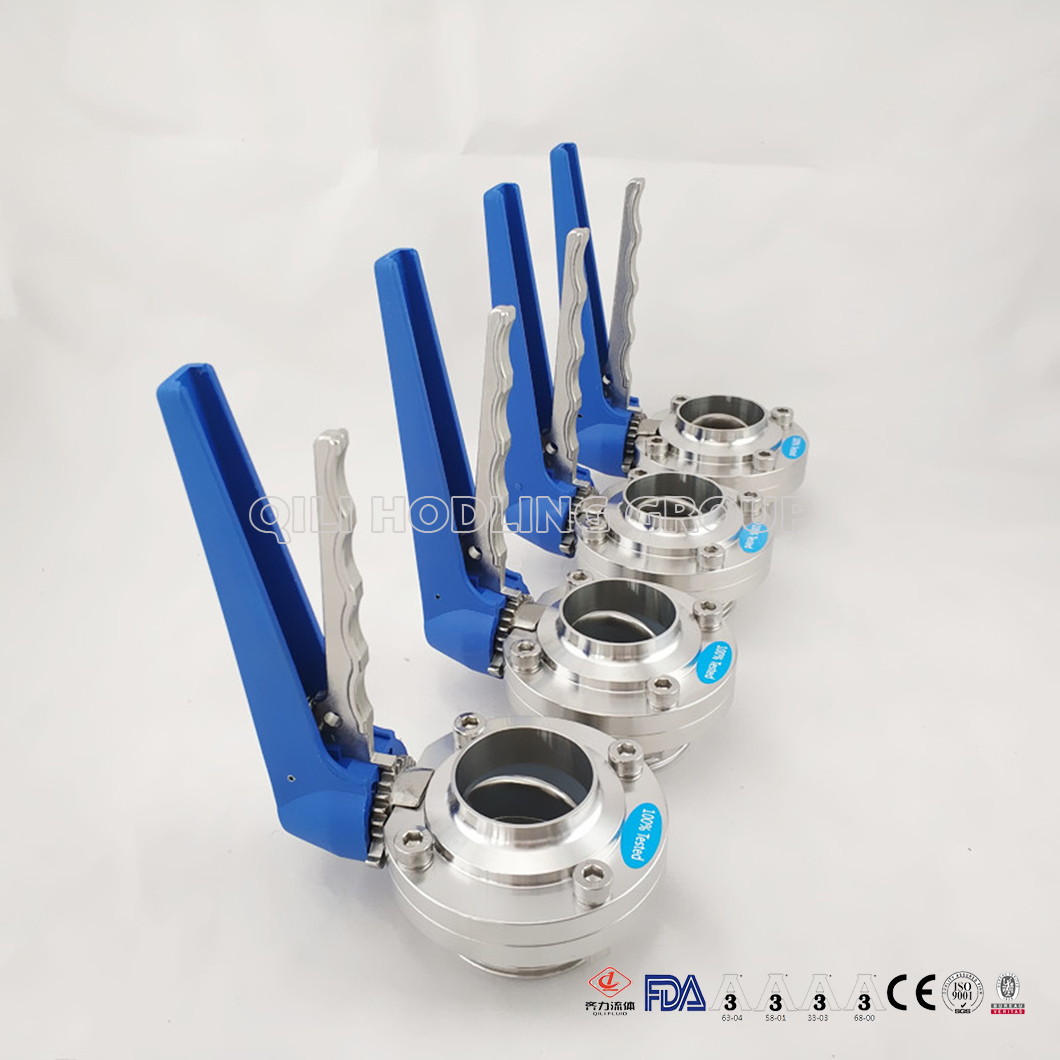 Sanitary Stainless Steel Male & Welding Butterfly Valve with Multi-connection