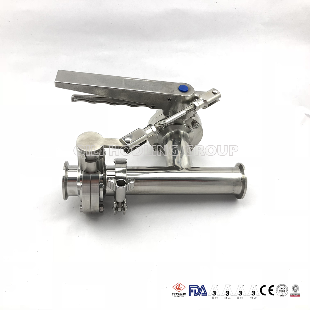 Sanitary Stainless Steel Tee Type Butterfly Valve