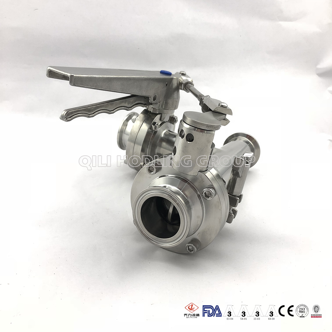 304/316L Sanitary Stainless Steel Three-Way Style Butterfly Valve with SS Handle