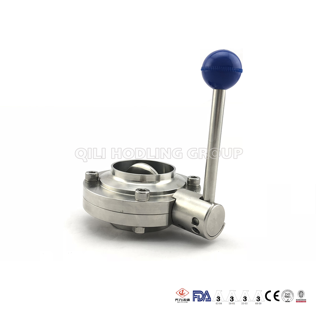 Factory Provide SS304/316 Sanitary Stainless Steel Weld Butterfly Valves with Handle