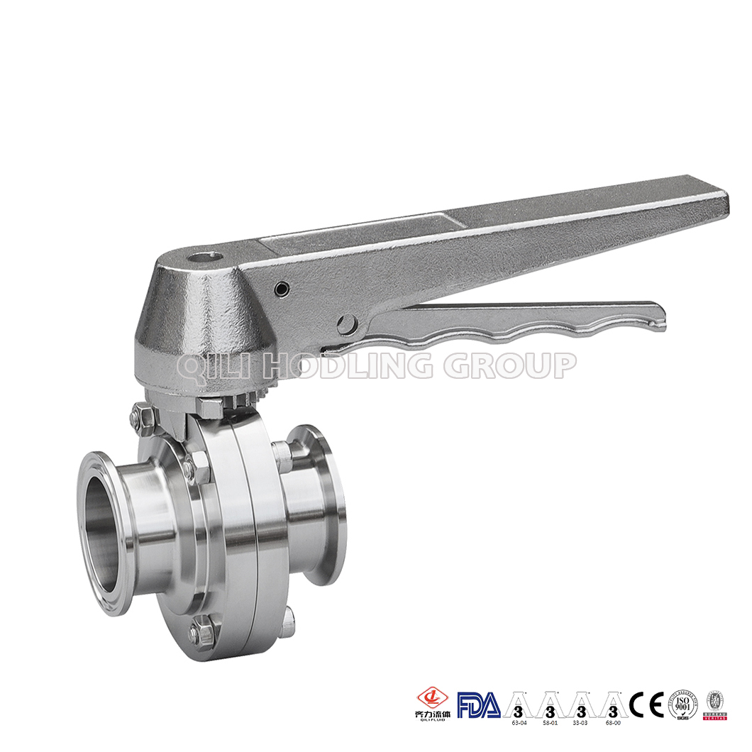 Stainless Steel Handle Sanitary Butterfly Valve (304/316L TC Clamp/Weld/Thread)