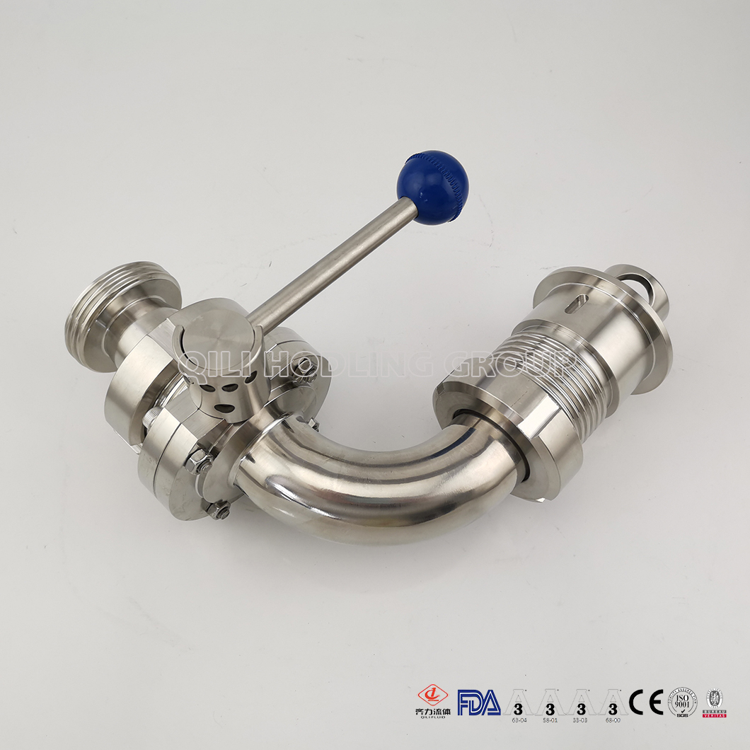 Stainless Steel Pull Handle Sanitary Butterfly Valves One Side Thread