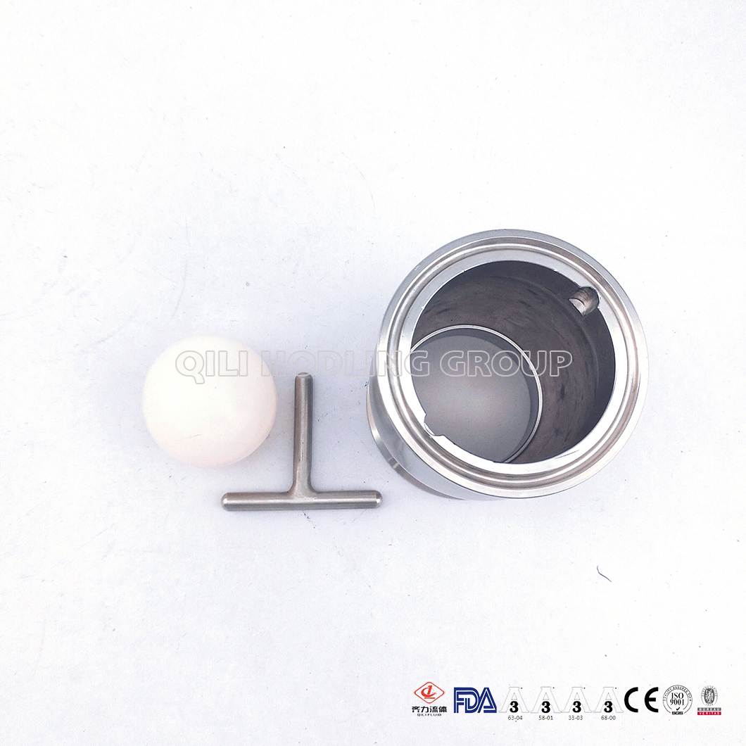 Stainless Steel Sanitary Check Valve Ball Type with Manual Drain