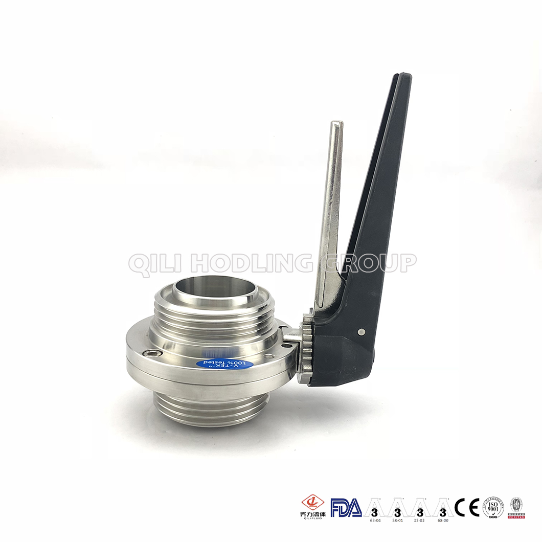 Stainless Steel Threaded Butterfly Valve With Blue Multi Position